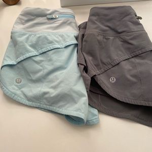 grey/green and blue lululemon shorts